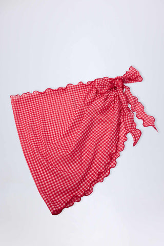 Side-Tie Sarong in Red Gingham