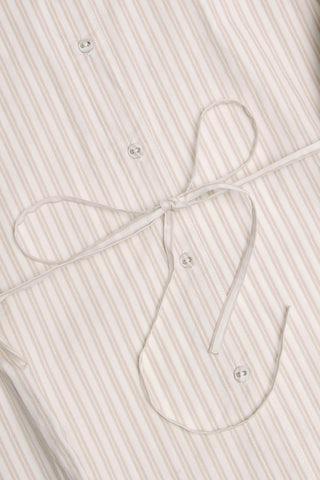 Oversized Cotton-Poplin Shirt in Taupe Stripe