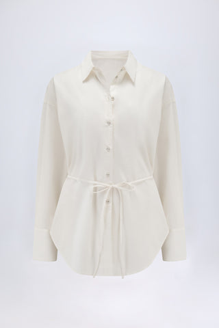 Oversized Cotton-Poplin Shirt in White