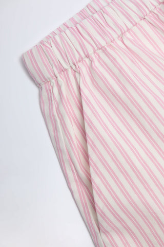 Mid-Rise Cotton-Poplin Shorts in Pink Stripe