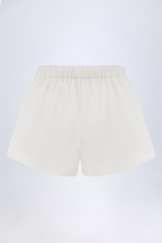 Mid-Rise Cotton-Poplin Shorts in White