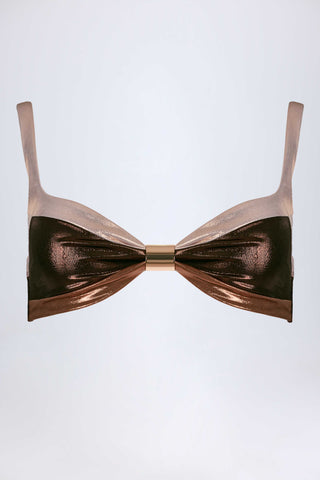 Ruched Bikini Top in Bronze Gold