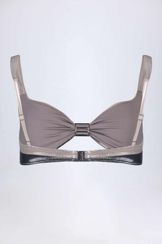 Ruched Bikini Top in Silver Chrome