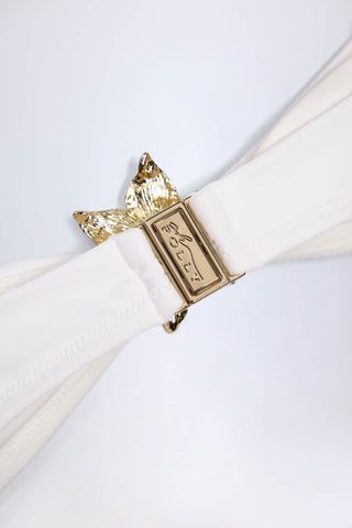 Hardware-Detail Halterneck Bikini Top in White