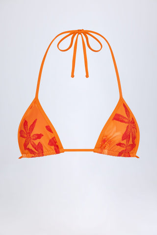 Triangle Bikini Top in Orange Orchid Print