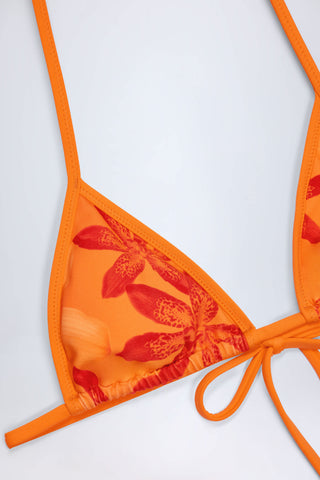 Triangle Bikini Top in Orange Orchid Print