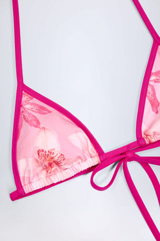 Triangle Bikini Top in Pink Orchid Print