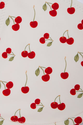 Charm-Detail Triangle Bikini Top in Cherry Print