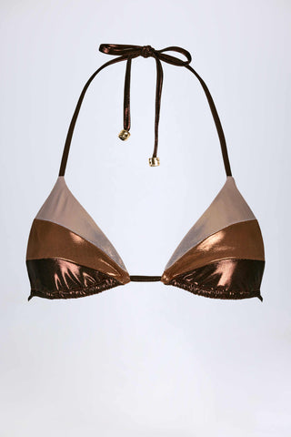 Panelled Bikini Bra in Bronze Gold