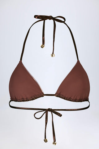 Panelled Bikini Bra in Bronze Gold