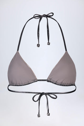 Panelled Bikini Bra in Silver Chrome