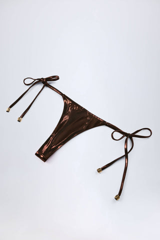 Thong Bikini Bottoms in Bronze Gold