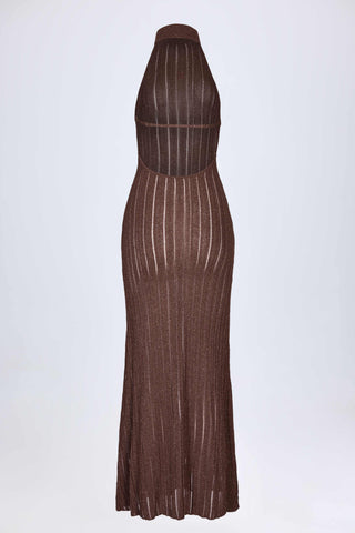 Backless Halterneck Maxi Dress in Bronze