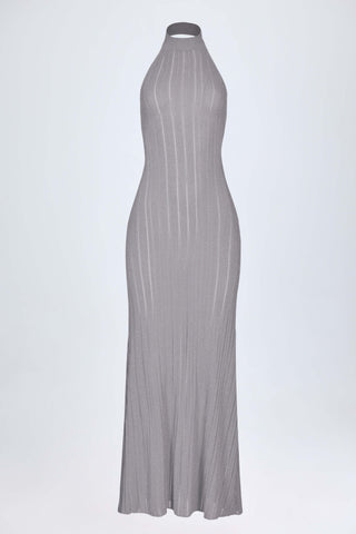Backless Halterneck Maxi Dress in Silver