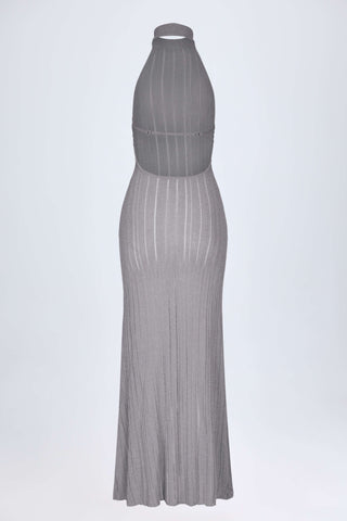 Backless Halterneck Maxi Dress in Silver