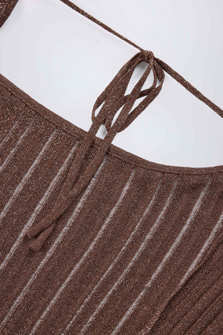 Backless Batwing Mini Dress in Bronze