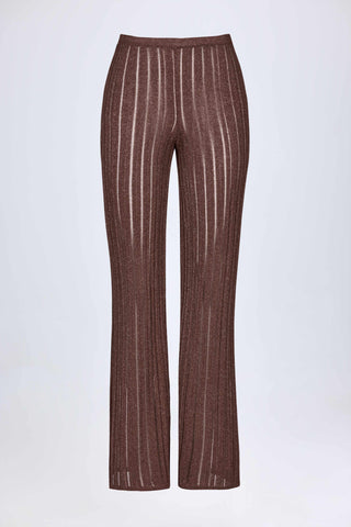 Mid-Rise Flared Trousers in Bronze