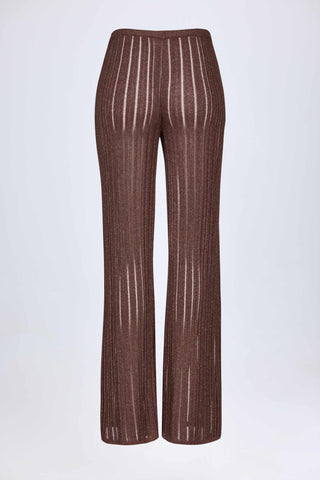 Mid-Rise Flared Trousers in Bronze