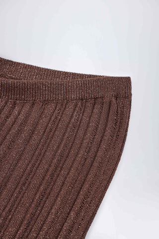 Mid-Rise Flared Trousers in Bronze