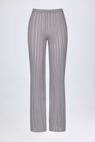 Mid-Rise Flared Trousers in Silver