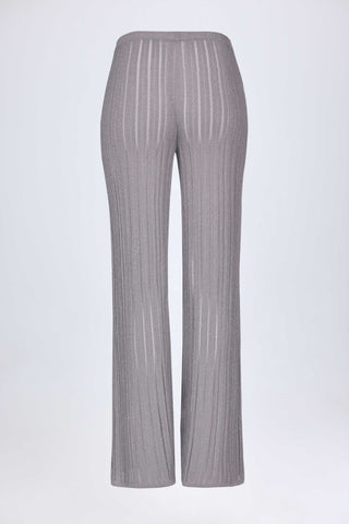 Mid-Rise Flared Trousers in Silver