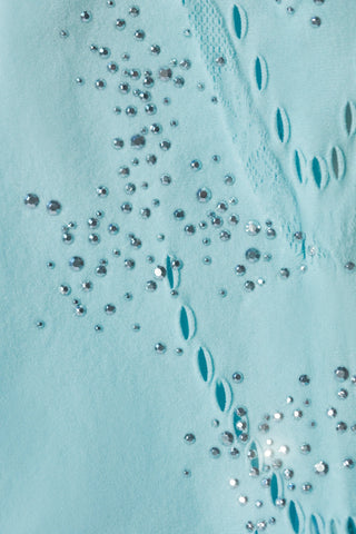 Petite Embellished Mid-Rise Flared Trousers in Ice Blue